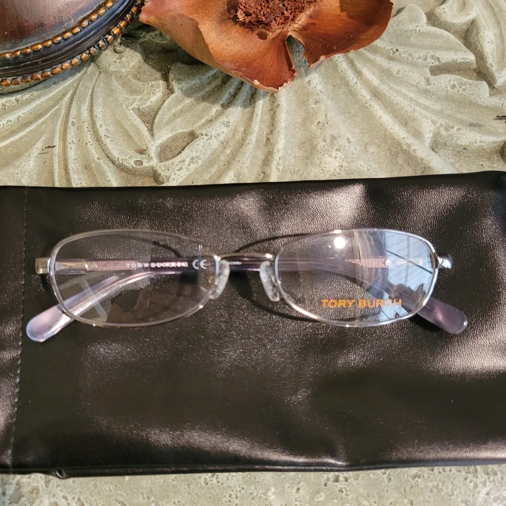 Tory Burch GLASS Frames ONLY TY1021 Silver Blue Iridescent Luxury Designer #601